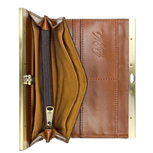 NWT PATRICIA NASH Cauchy Wallet FLORENCE BROWN Tooled Leather Bi-fold Frame RFID - Picture 7 of 7